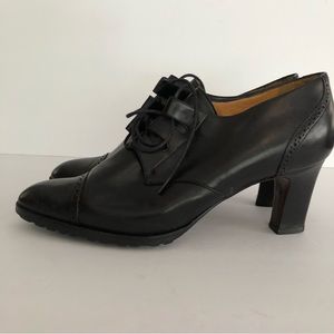 Ralph Lauren VTG EUC Black leather 3” lace up heels Made in Italy women’s Sz 10B